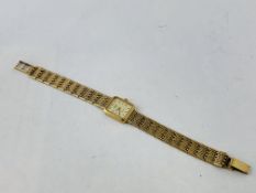 9CT GOLD CASED LADIES ROTARY WRIST WATCH ON 9CT GOLD BRACELET STRAP QUARTZ MOVEMENT