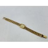 9CT GOLD CASED LADIES ROTARY WRIST WATCH ON 9CT GOLD BRACELET STRAP QUARTZ MOVEMENT