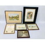 COLLECTION OF FRAMED VINTAGE PICTURES AND PRINTS TO INCLUDE HAND PAINTED GOOD LUCK POEM BY RUTH