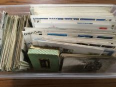 TUB OF FIRST DAY COVERS, OLD TO MODERN POSTCARDS INCLUDING CHELSEA PAGEANT (12), G.W.R.