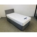 SINGLE SILENTNIGHT MIRACOIL ORTHO SLEEP MATTRESS ON A MODERN GREY DRAWER DIVAN BASE + MATCHING