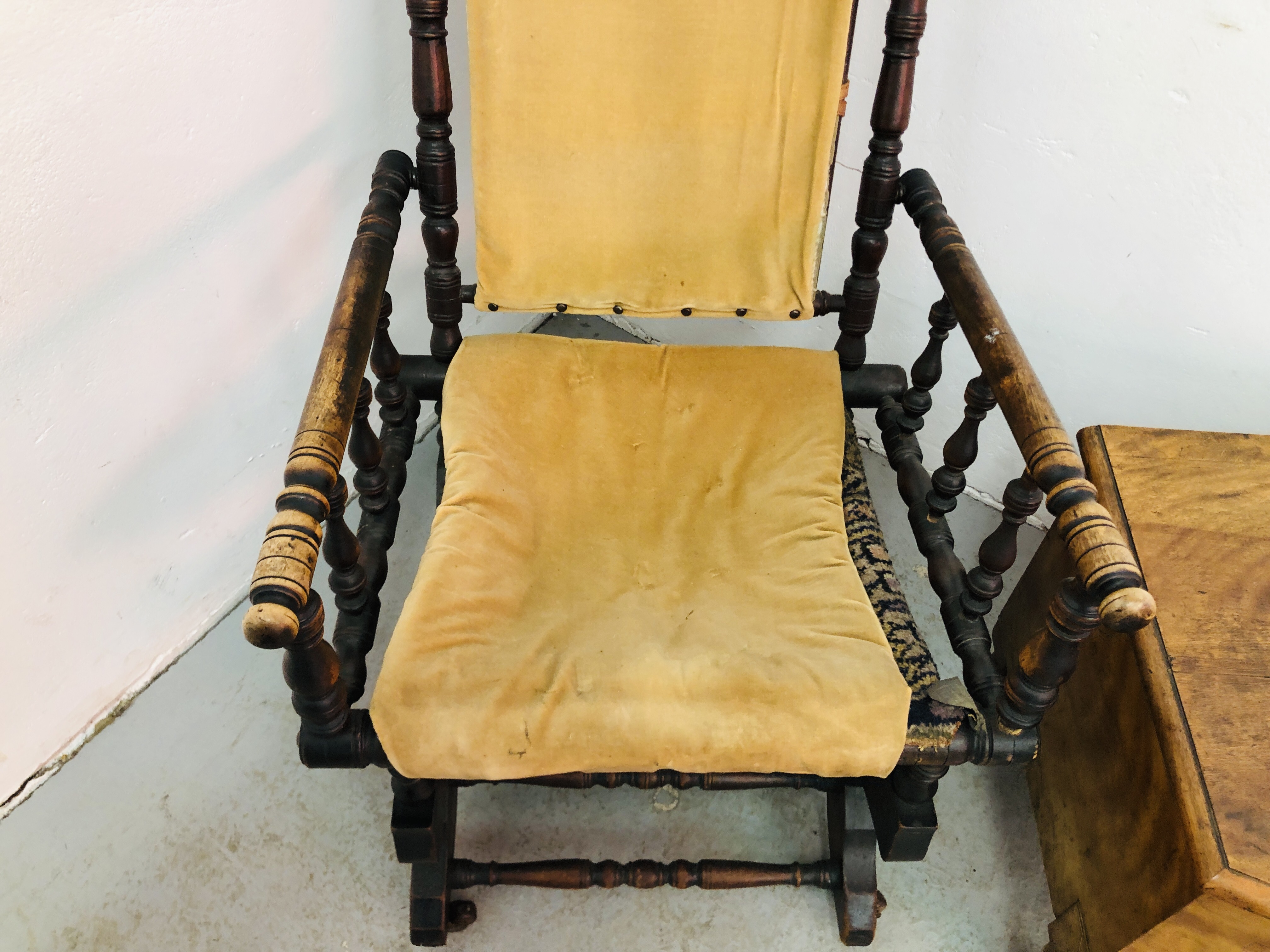 A VICTORIAN ROCKING CHAIR + VINTAGE COMMODE - Image 6 of 8