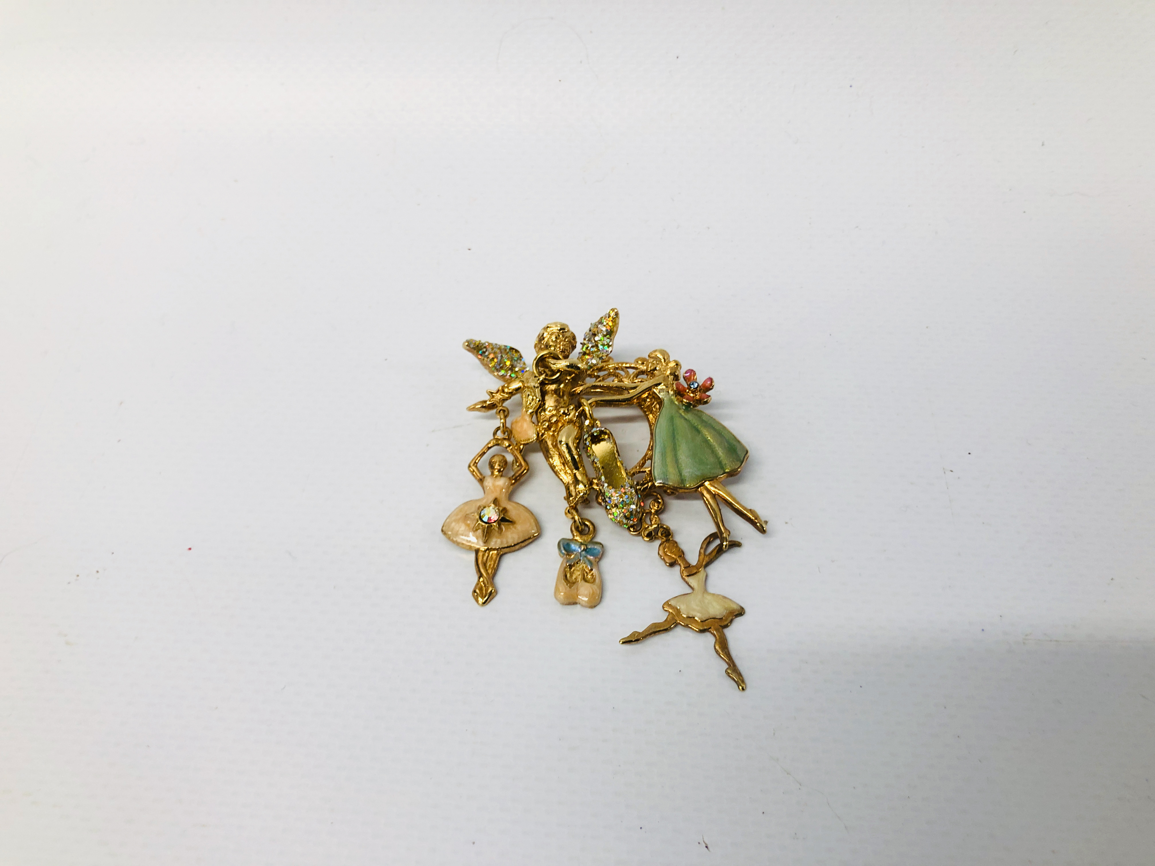 "KIRKS FOLLY" ENAMELLED FAIRY AND CHERUB BROOCH - VARIOUS CHARMS