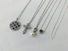 4 X VARIOUS SILVER DESIGNERS PENDANT NECKLACES