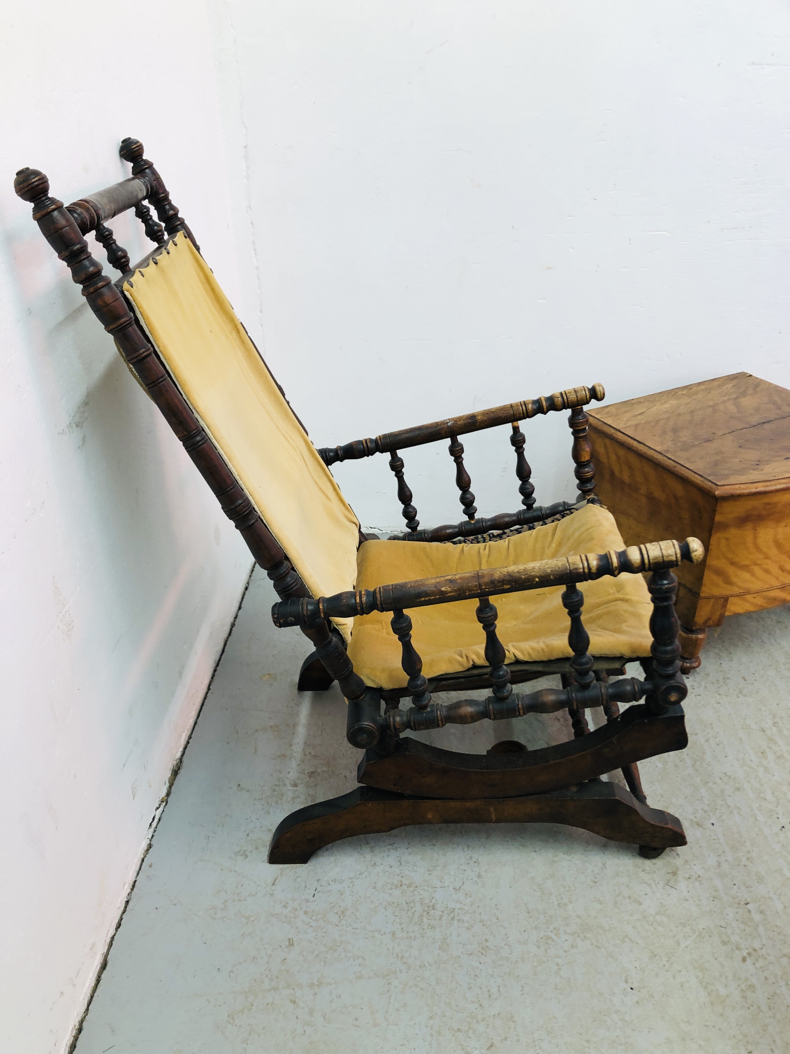 A VICTORIAN ROCKING CHAIR + VINTAGE COMMODE - Image 8 of 8