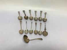 13 VARIOUS SILVER SPOONS,