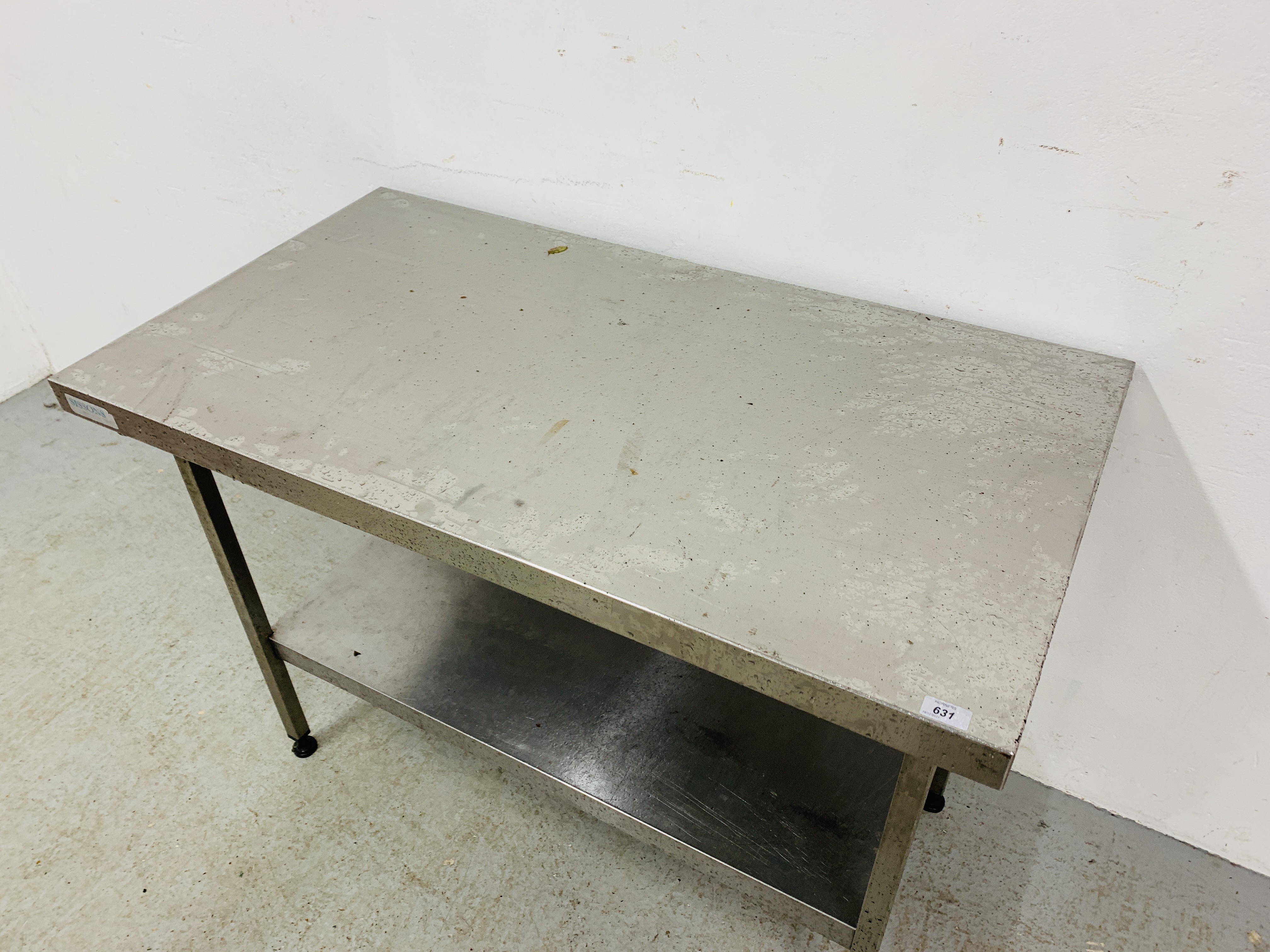 A SISSONS STAINLESS STEEEL 2 TIER PREPARATION TABLE W - 120CM X D - 65 CM. - Image 3 of 5