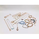 BAG OF ASSORTED BRONZE ITALIAN STYLE JEWELLERY WITH A ROSE GOLD FINISH,