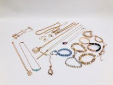 BAG OF ASSORTED BRONZE ITALIAN STYLE JEWELLERY WITH A ROSE GOLD FINISH,