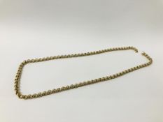 A HEAVY 9CT GOLD BELCHER LINK NECKLACE LENGTH 59CM (NO CLASP)