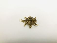 VINTAGE PENDANT / STAR BROOCH SET WITH SEED PEARLS MARKED 14K (A/F)