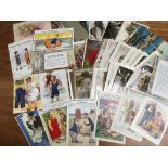 QUANTITY OLD POSTCARDS WITH GREETINGS, COMIC ETC.