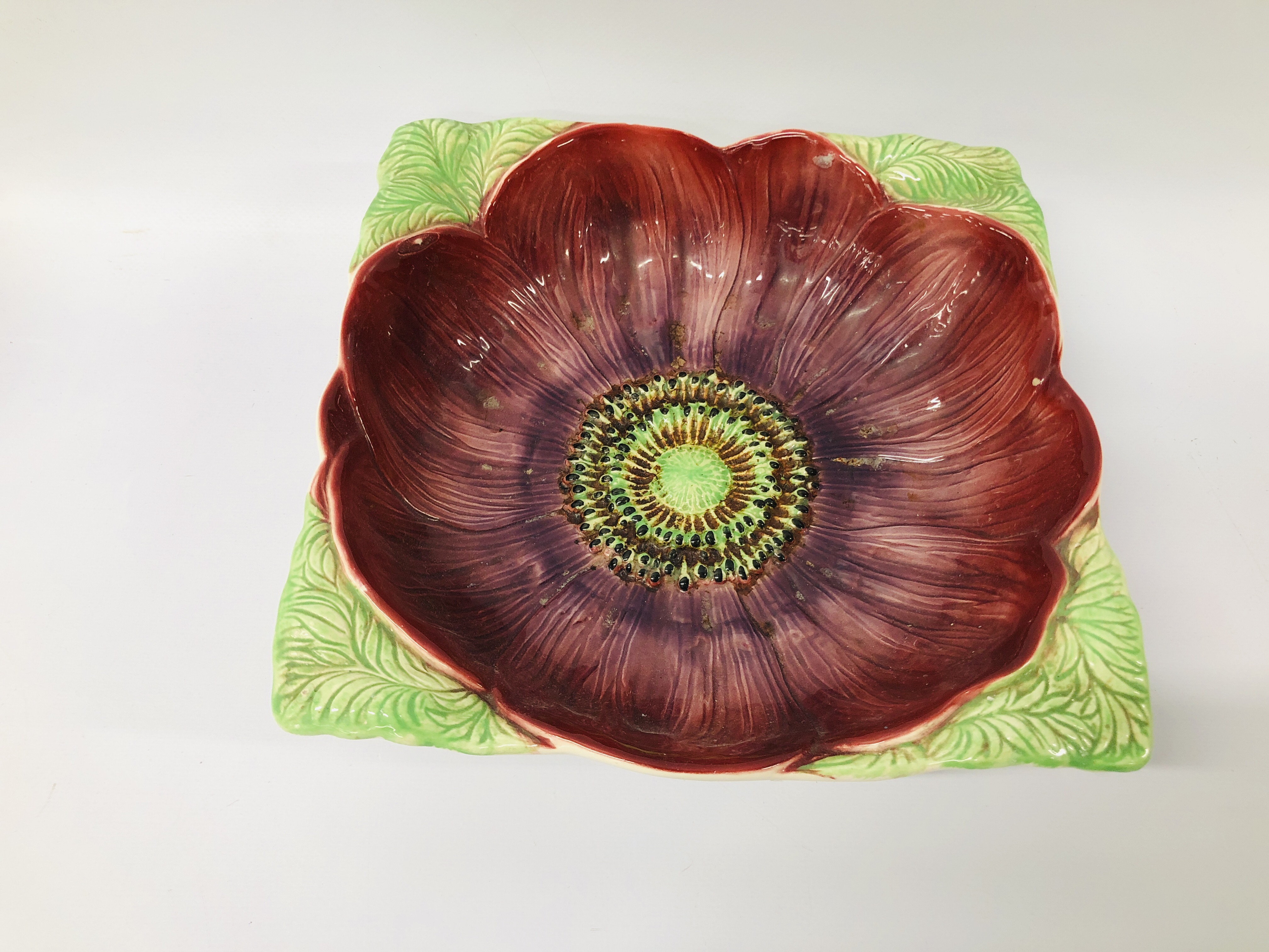 A FRENCH SCALLOPED EDGE CENTRE PIECE, ART GLASS RED VASE, HAND CRAFTED STUDIO POTTERY TEA POT, - Image 12 of 20