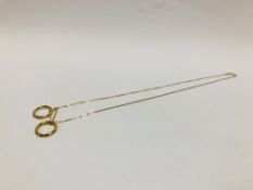 FINE DESIGNER NECKLACE MARKED 585 WITH TWO HOOP DROPS