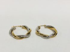 PAIR OF 9CT GOLD HOOP TWIST EARRINGS