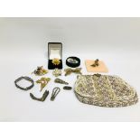 BOX OF ASSORTED VINTAGE JEWELLERY TO INCLUDE BROOCHES SCOTTISH GROUSE CLAW,