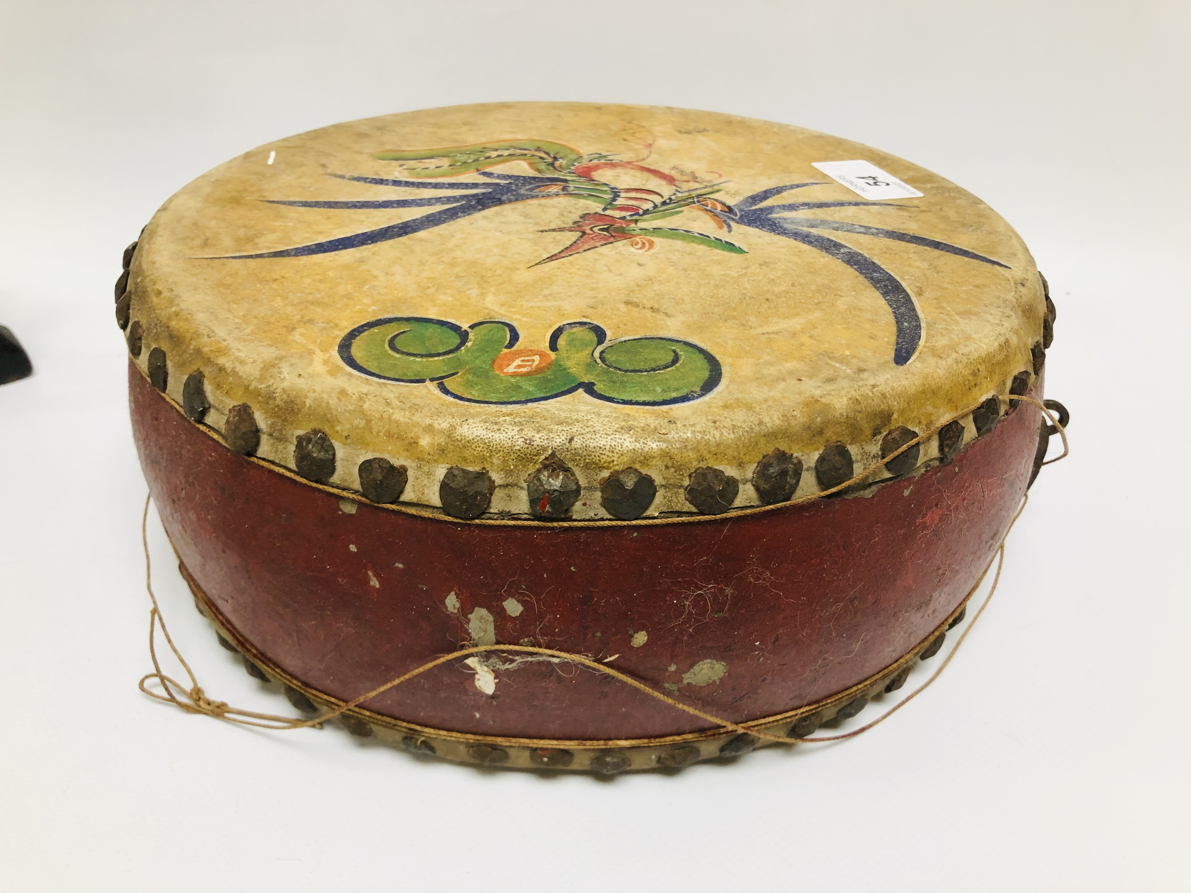 VINTAGE ETHIC DRUM / TAMBOURINE WITH HAND PAINTED DESIGN, - Image 5 of 12