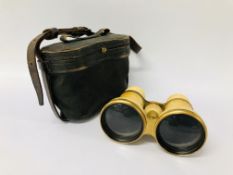 PAIR OF ANTIQUE IVORY AND BRASS OPERA GLASSES IN CASE