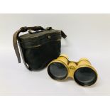 PAIR OF ANTIQUE IVORY AND BRASS OPERA GLASSES IN CASE