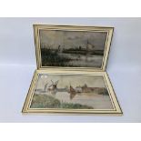 A PAIR OF FRAMED WATERCOLOURS BEARING SIGNATURE OF W.E.