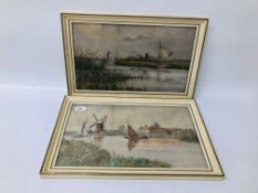 A PAIR OF FRAMED WATERCOLOURS BEARING SIGNATURE OF W.E.