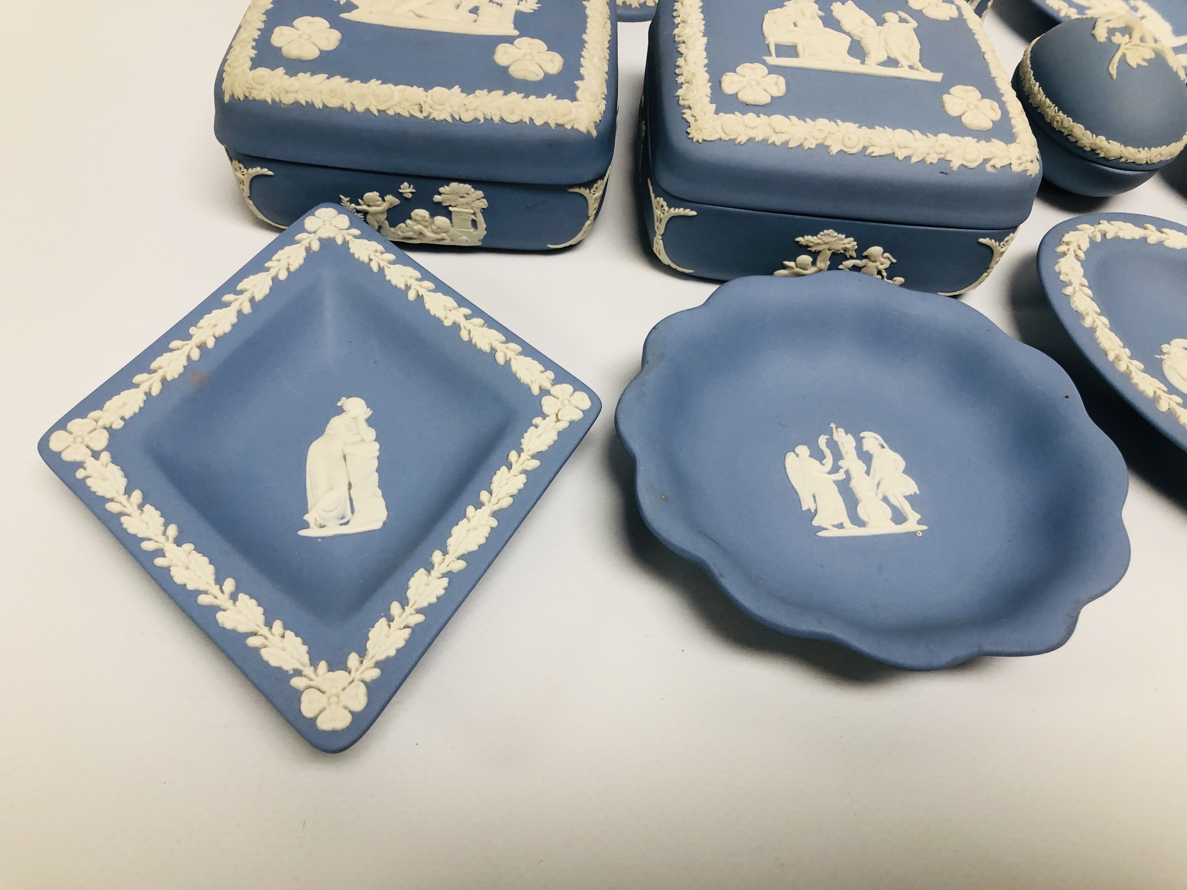 COLLECTION OF WEDGEWOOD BLUE JASPER WARE - APPROX 11 PIECES TO INCLUDE VASES, - Image 2 of 7
