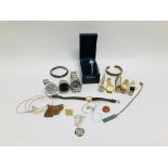 BOX OF ASSORTED DESIGNER COSTUME JEWELLERY & WATCHES TO INCLUDE BOXED LADIES SEKONDA IN ORIGINAL