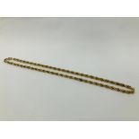 A 9CT GOLD ROPE NECKLACE LENGTH 52CM.