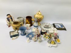 A COLLECTION OF CERAMICS TO INCLUDE MELBA WARE - HENRY 8TH JUG, BURLEIGH IRONSTONE JUG,