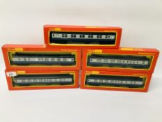 FIVE HORNBY "00" GAUGE CARRIAGES (3 X R728, 1 X R723,