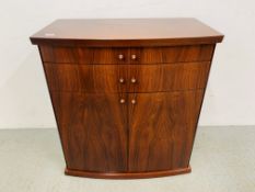 A SKOVBY BOW FRONTED TWO DRAWER SIDEBOARD - W 81CM. D 45CM. H 88CM.