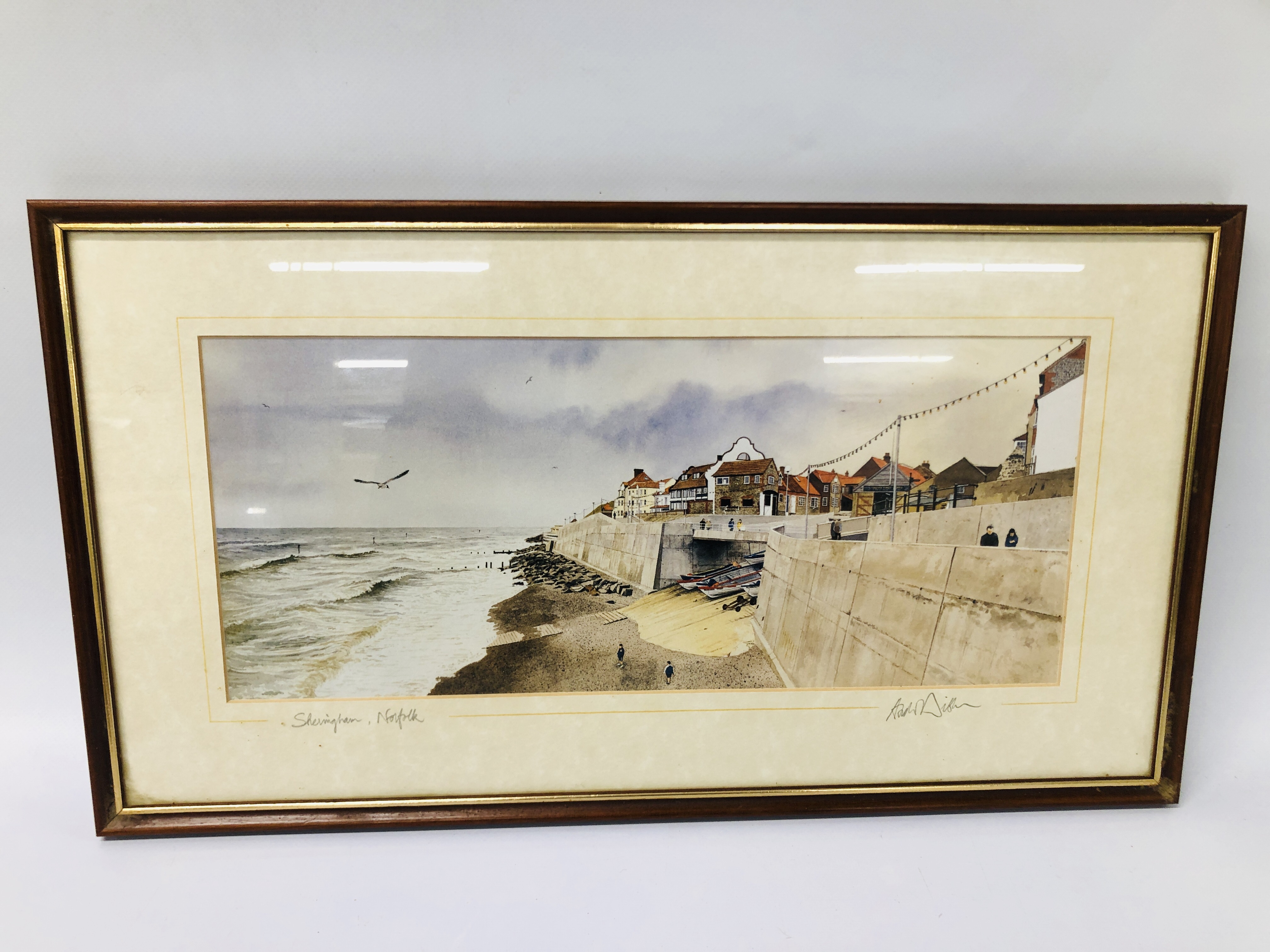 A FRAMED SET OF SIX ANDREW DIBBEN PRINTS DEPICTIN GNORTH NORFOLK COASTAL SCENES EACH 37CM W. 15CM H. - Bild 13 aus 14