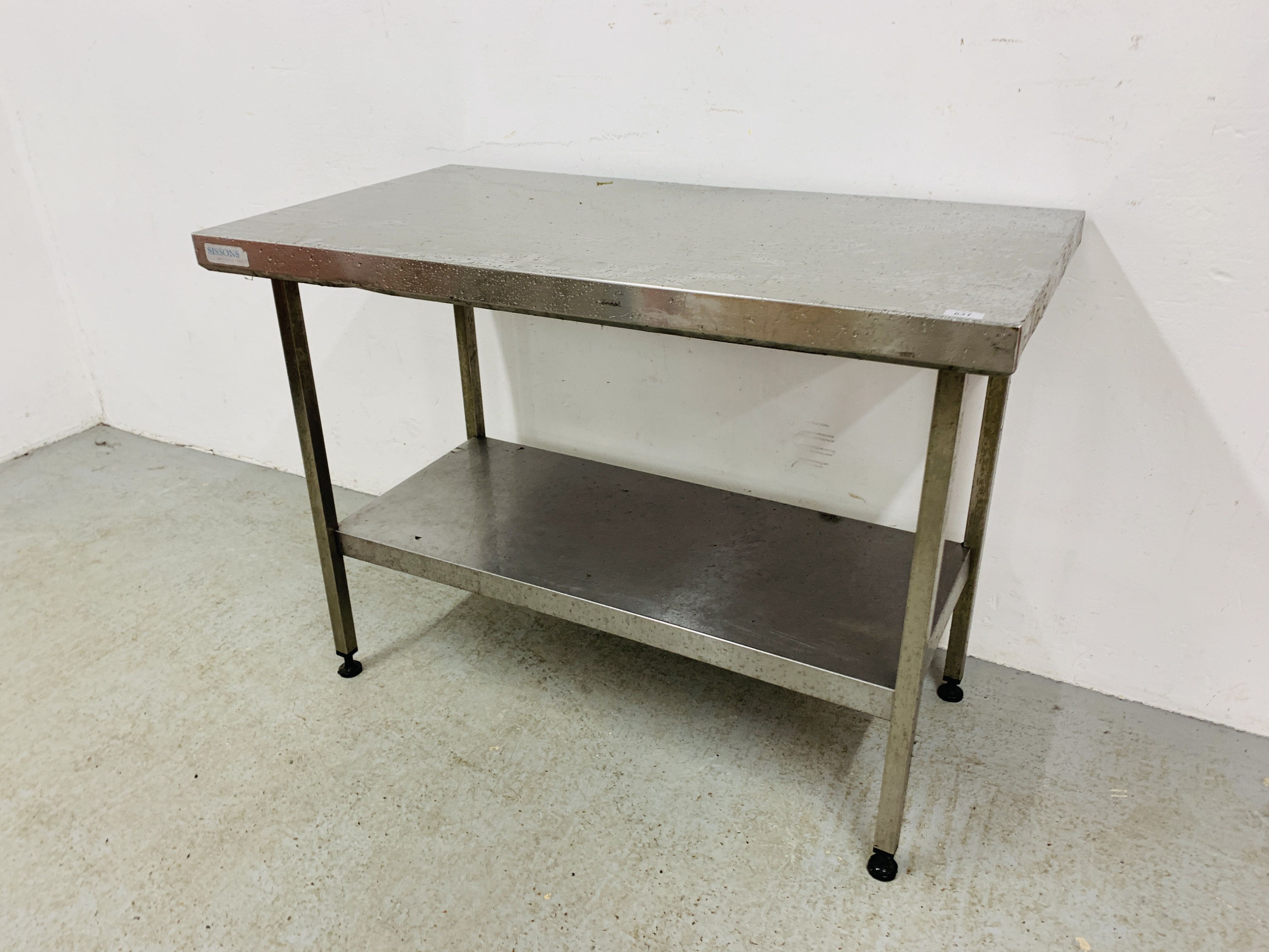 A SISSONS STAINLESS STEEEL 2 TIER PREPARATION TABLE W - 120CM X D - 65 CM. - Image 2 of 5