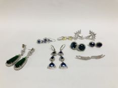 8 X PAIRS OF ASSORTED DESIGNER GEM SET EARRINGS