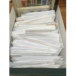 SHOEBOX OF FOREIGN STAMPS SORTED BY COUNTRY INTO ENVELOPES, MUCH GERMANY, RUSSIA ETC.