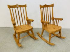 PAIR OF CHILDREN'S PINE ROCKING CHAIRS