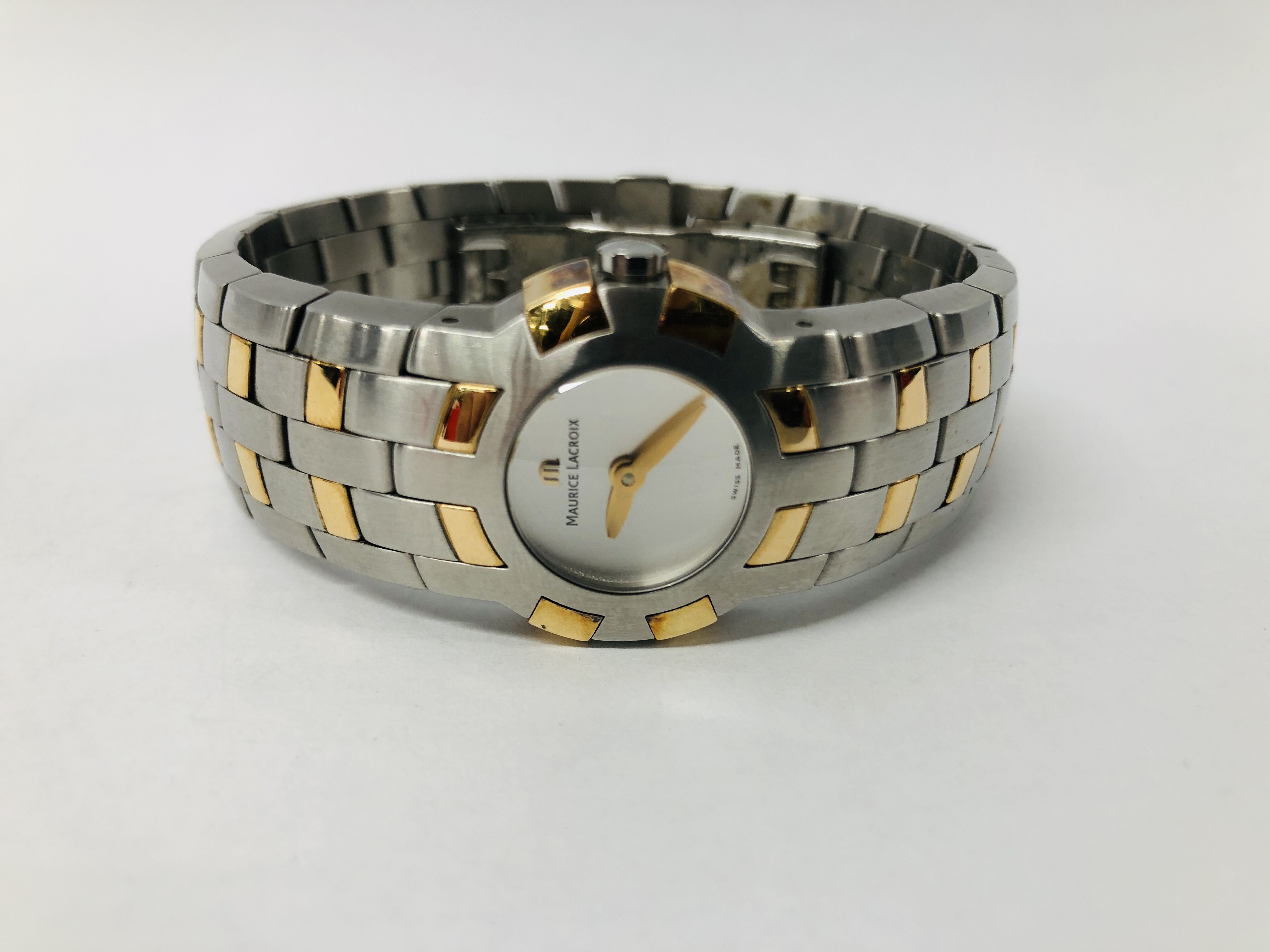 LADIES MAURICE LACROIX BRACELET WATCH THE CASE MARKED STAINLESS STEEL AND 18K 750 - Image 5 of 7