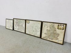 FOUR FRAMED MAPS TO INCLUDE ENGLAND AND HERTFORDSHIRE BY MARDEN