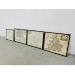 FOUR FRAMED MAPS TO INCLUDE ENGLAND AND HERTFORDSHIRE BY MARDEN