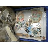 LARGE BOX STAMPS IN ENVELOPES, ON LEAVES AND LOOSE, FIRST DAY COVERS ETC.