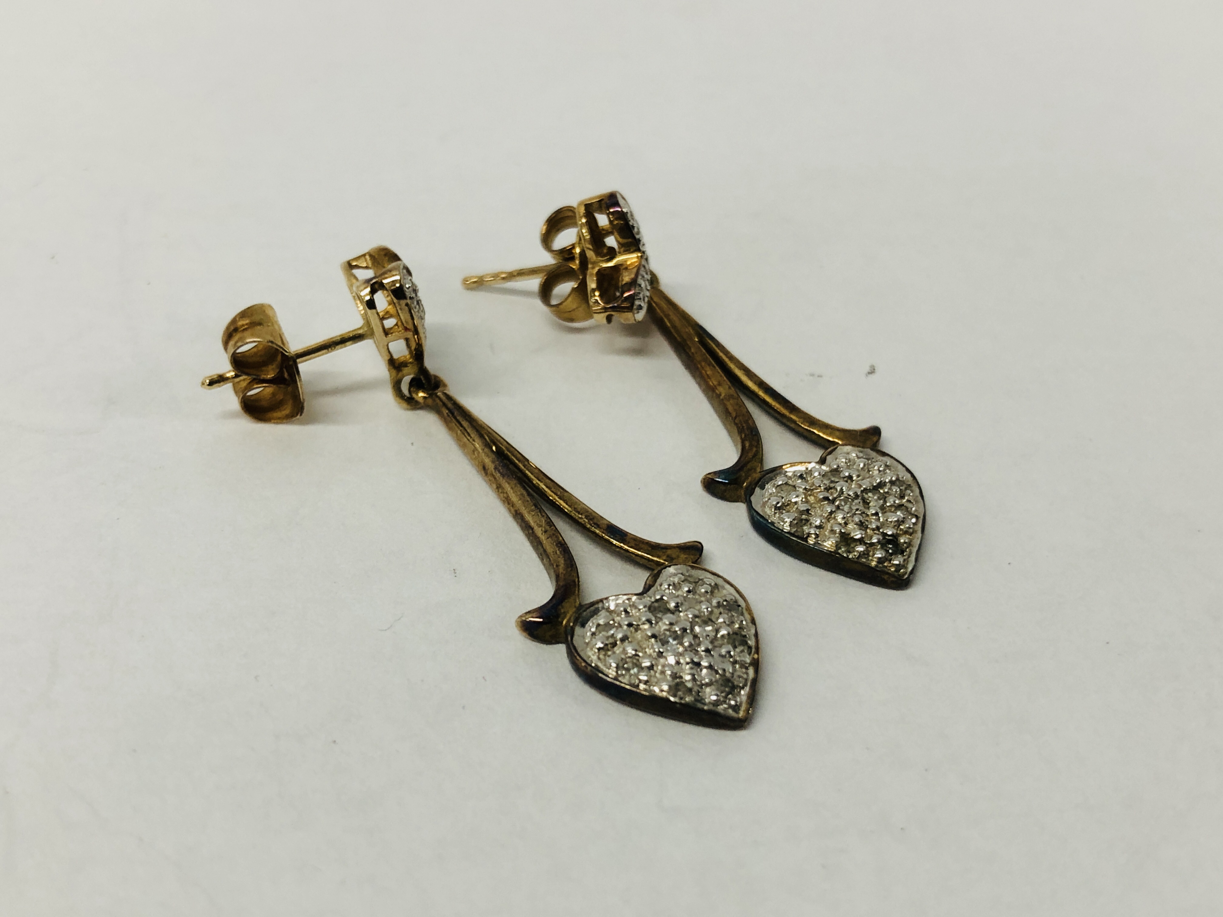 2 X PAIRS OF DIAMOND SET EARRINGS MARKED 375 - Image 5 of 6