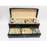 LEATHERETTE WRIST WATCH TREASURY BOX CONTAINING 20 X DESIGNER LADIES WRIST WATCHES OF VARIOUS