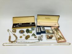 BOX OF ASSORTED COSTUME JEWELLERY,