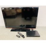 A SAMSUNG 37 INCH TELEVISION AND SAMSUNG DVD PLAYER (BOTH WITH REMOTES) - SOLD AS SEEN