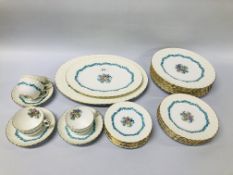 A QUANTITY OF MINTON "ARDMORE" BONE CHINA TABLEWARE TO INCLUDE 8 DINNER PLATES, 6 SIDE PLATES,