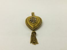 A VICTORIAN PENDANT WITH DETACHABLE CLASP FOR USE AS A BROOCH THE CENTRAL LEAF DESIGN SET WITH 19