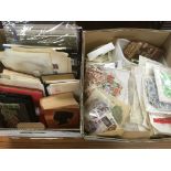 TWO BOXES GB AND OVERSEAS STAMPS IN PACKETS, ON CARDS AND LOOSE,