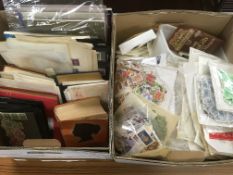 TWO BOXES GB AND OVERSEAS STAMPS IN PACKETS, ON CARDS AND LOOSE,