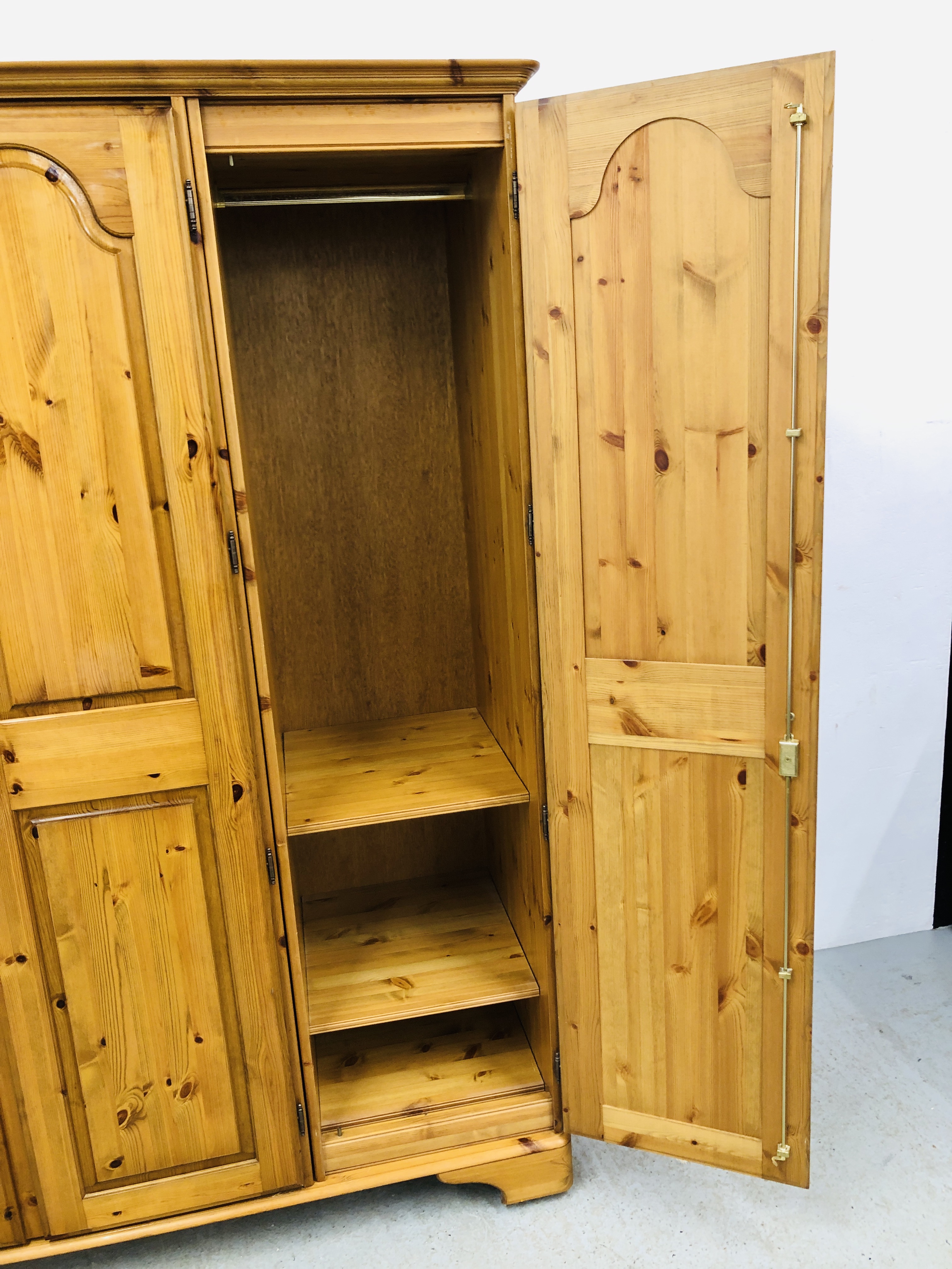 A DUCAL HONEY PINE TRIPLE WARDROBE W 146CM, D 60CM, - Image 3 of 9