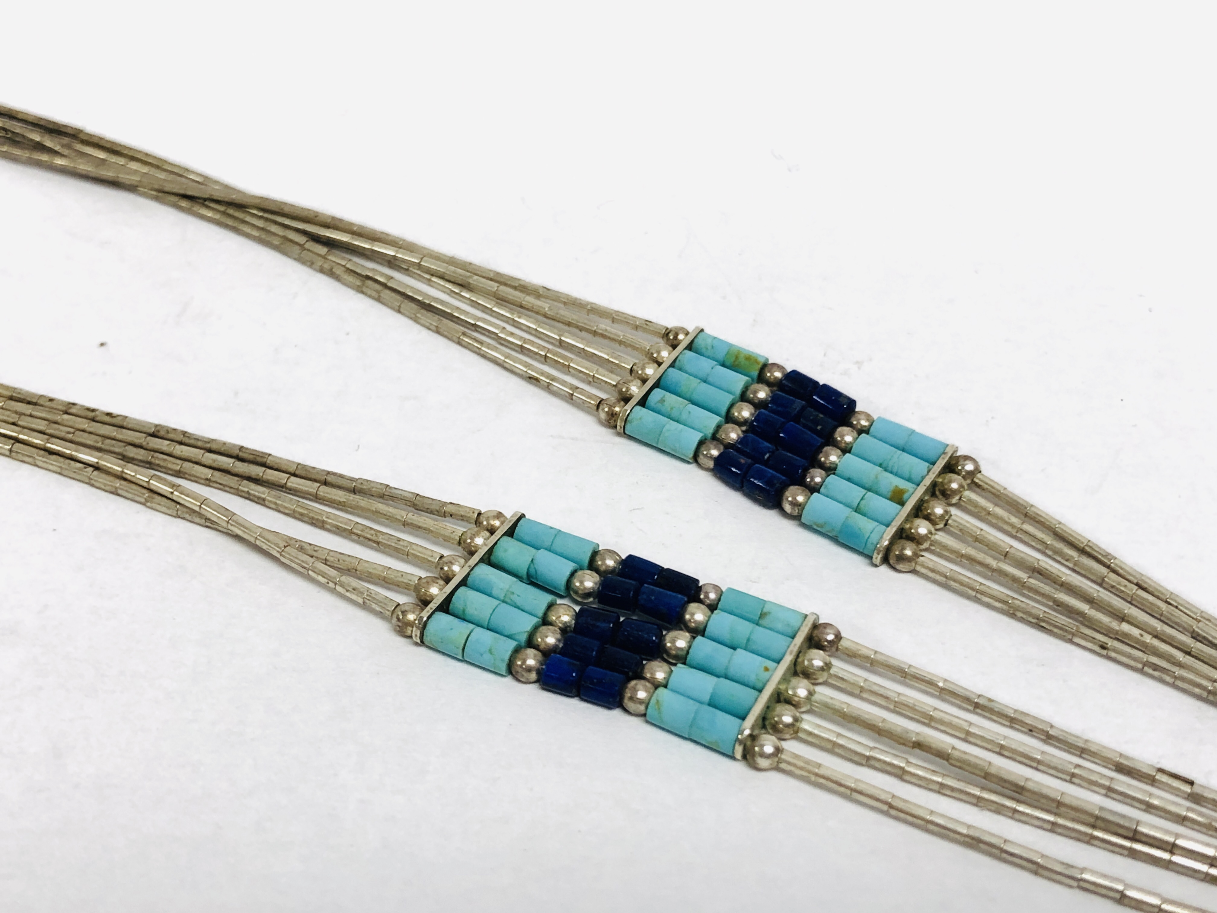 3 X SILVER SOUTH AMERICAN MULTI STRAND NECKLACES WITH BEADED AND ENAMELLED DETAIL ALONG WITH A - Image 3 of 20